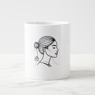 Elegant Woman Line Art Large Coffee Mug