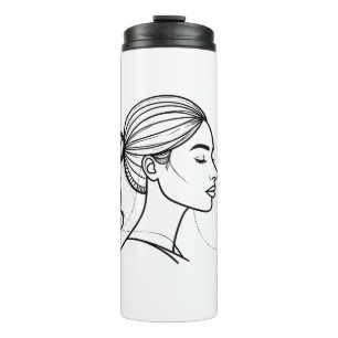 Elegant Woman Line Art Thermal Tumbler