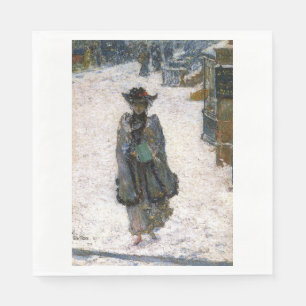 Elegant Woman on Christmas Morning (Childe Hassam) Napkin