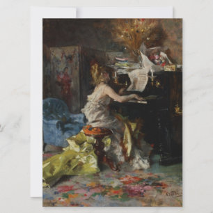 Elegant Woman Playing the Piano (Giovanni Boldini) Card