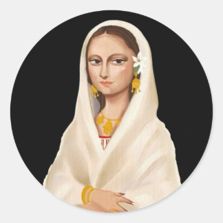 Elegant Woman Portrait | Cultural Art Illustration Classic Round Sticker