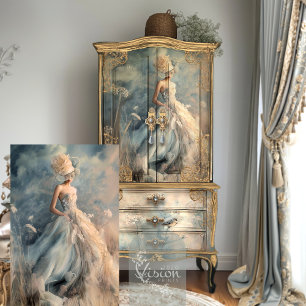 Elegant Woman Portrait Floral Field Ethereal Art Tissue Paper