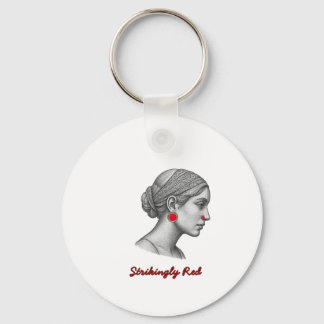 Elegant Woman Portrait Key Ring