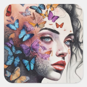 Elegant Woman Square Sticker