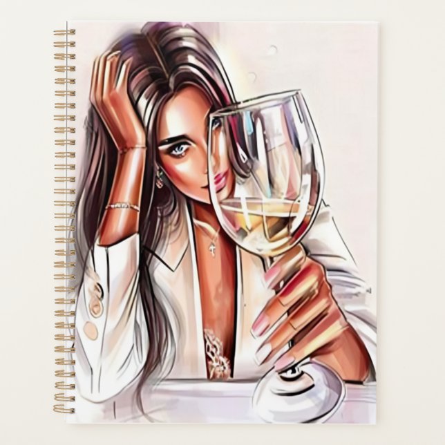 Elegant Woman with a Glass of Wine Planner (Front)