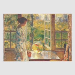 Elegant Woman with a Goldfish Bowl (Childe Hassam) Tissue Paper