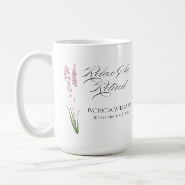 Elegant Womans Pastel Wildflower Retirement Party Coffee Mug (Left)