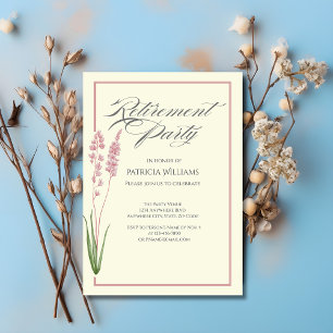 Elegant Womans Pastel Wildflower Retirement Party  Invitation
