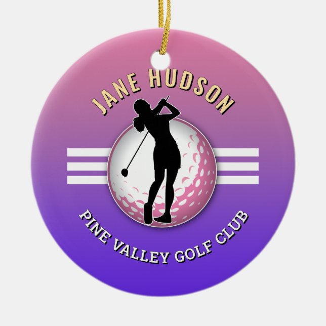 Elegant Women Golfer Design Ceramic Ornament (Front)