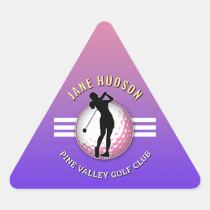 Elegant Women Golfer Design Triangle Sticker