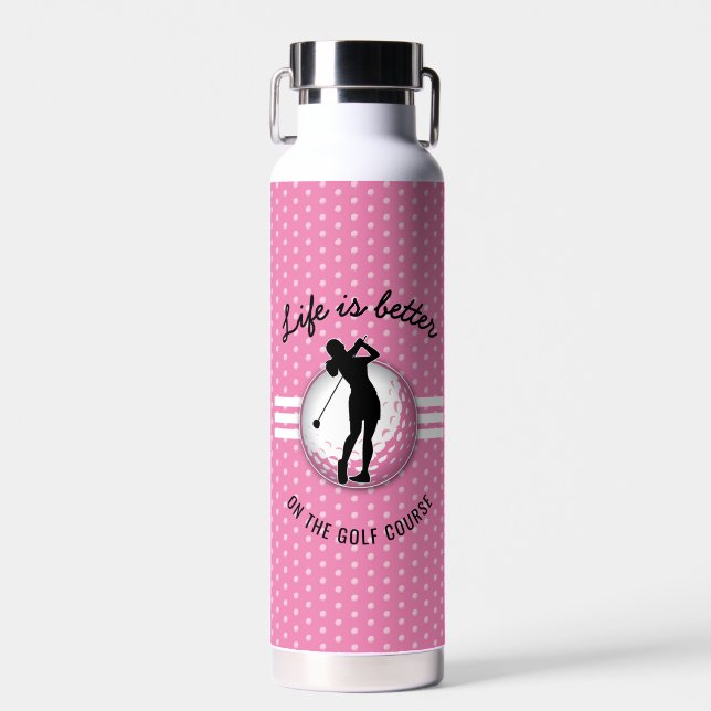Elegant Women Golfer Design Water Bottle (Front)