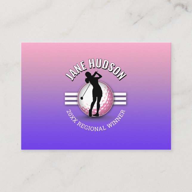 Elegant Women Golfer Monogram Design Business Card (Front)