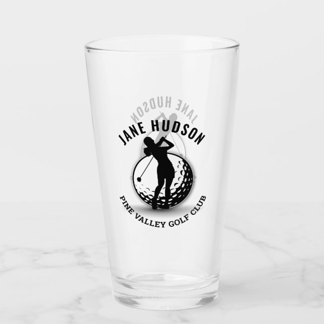 Elegant Women Golfer Monogram  Design Glass (Front)