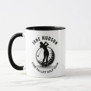 Elegant Women Golfer Monogram Design Mug