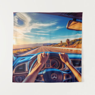 Elegant women in Classic cars Tapestry