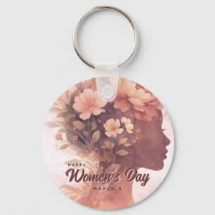 Elegant Women's Day Celebration Floral March 8 Key Ring
