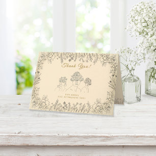 Elegant Women's Day Celebration History Floral  Thank You Card