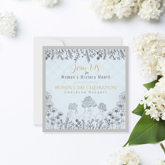 Elegant Womens Day Celebration History Pastel Blue Invitation (Creator Uploaded)