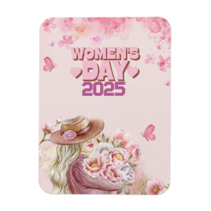 Elegant Women's Day with Pink Floral Design Magnet