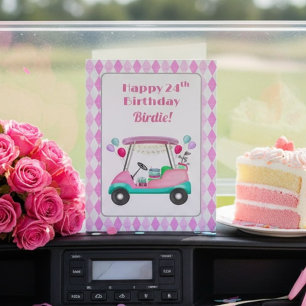 Elegant Women's Golf Party Cart 24th Birthday   Card