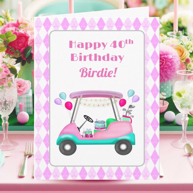 Elegant Women's Golf Party Cart 40th Birthday   Card (Creator Uploaded)