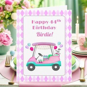 Elegant Women's Golf Party Cart 44th Birthday   Card