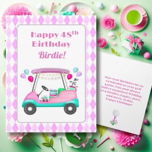Elegant Women's Golf Party Cart 48th Birthday   Card