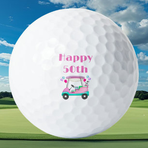 Elegant Women's Golf Party Cart 50th Birthday Golf Balls