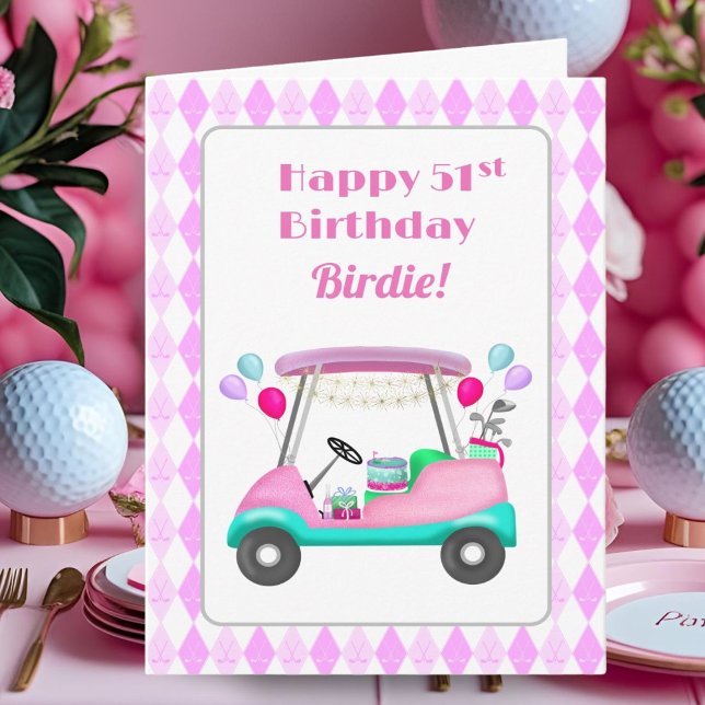 Elegant Women's Golf Party Cart 51st Birthday   Card (Creator Uploaded)