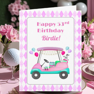 Elegant Women's Golf Party Cart 53rd Birthday   Card