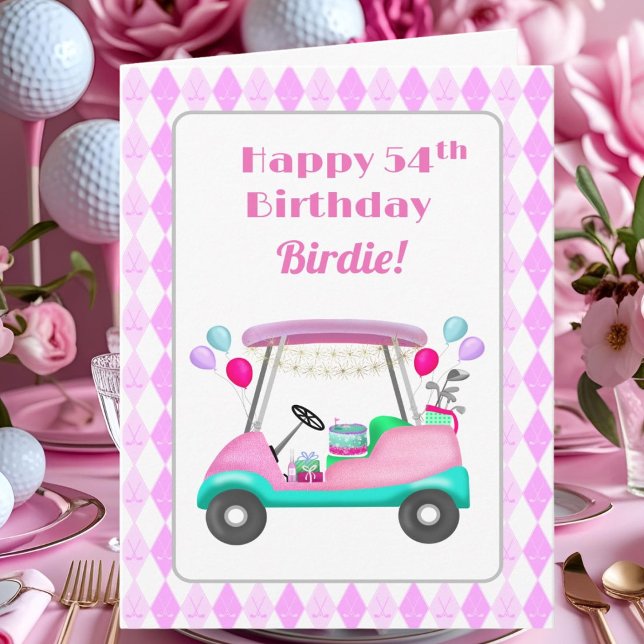 Elegant Women's Golf Party Cart 54thBirthday   Card (Creator Uploaded)