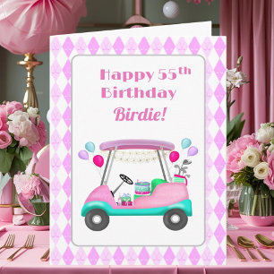 Elegant Women's Golf Party Cart 55th Birthday   Card
