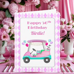 Elegant Women's Golf Party Cart 56th Birthday Card