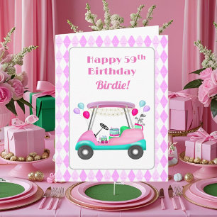 Elegant Women's Golf Party Cart 59th Birthday Card