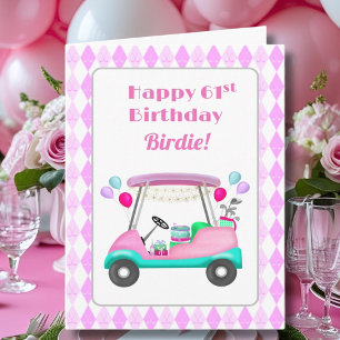 Elegant Women's Golf Party Cart 61st Birthday   Card