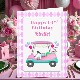 Elegant Women's Golf Party Cart 63rd Birthday   Card