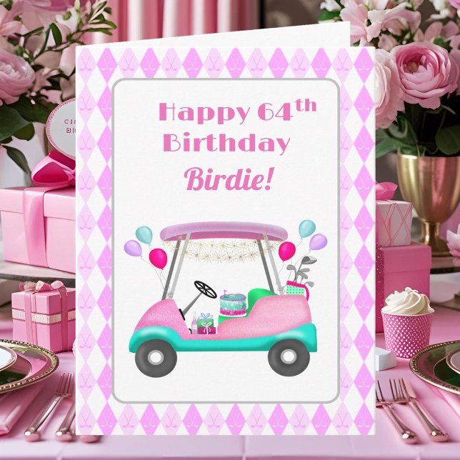 Elegant Women's Golf Party Cart 64th Birthday   Card (Creator Uploaded)