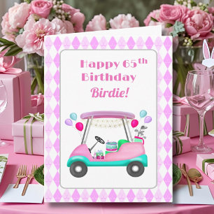 Elegant Women's Golf Party Cart 65th Birthday   Card