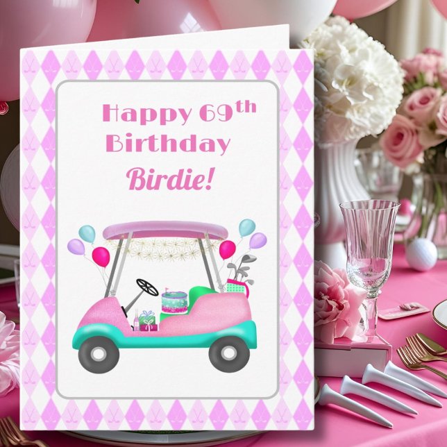 Elegant Women's Golf Party Cart 69th Birthday   Card (Creator Uploaded)