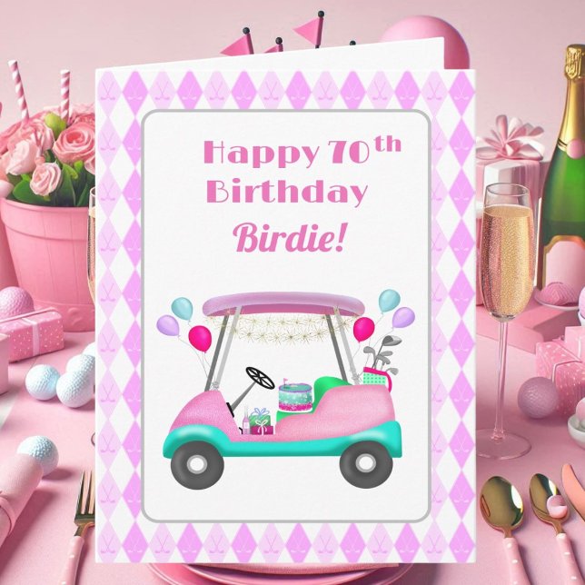 Elegant Women's Golf Party Cart 70th Birthday   Card (Creator Uploaded)