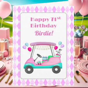 Elegant Women's Golf Party Cart 71st Birthday   Card