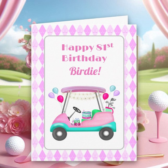 Elegant Women's Golf Party Cart 81st Birthday   Card (Creator Uploaded)