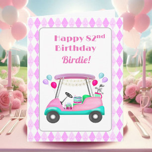 Elegant Women's Golf Party Cart 82nd Birthday   Card