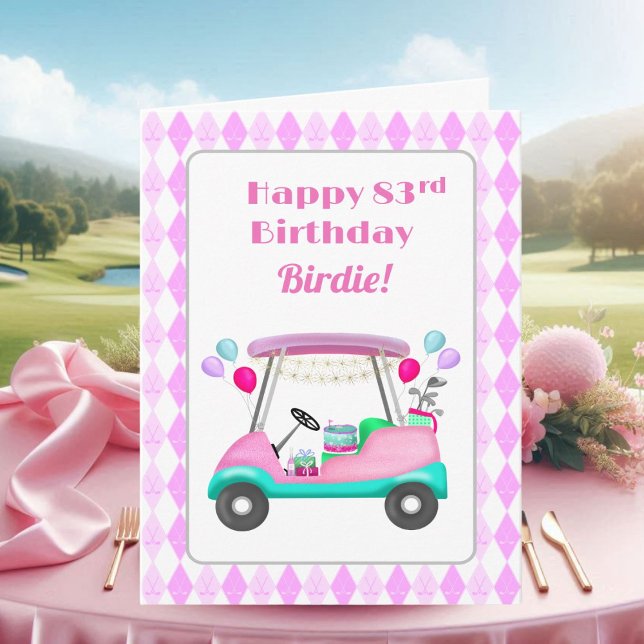 Elegant Women's Golf Party Cart 83rd Birthday   Card (Creator Uploaded)