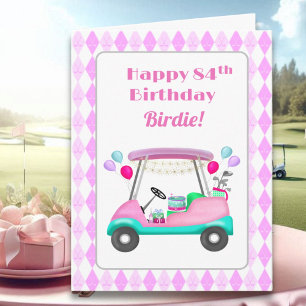 Elegant Women's Golf Party Cart 84th Birthday   Card