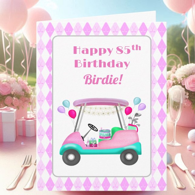 Elegant Women's Golf Party Cart 85th Birthday   Card (Creator Uploaded)