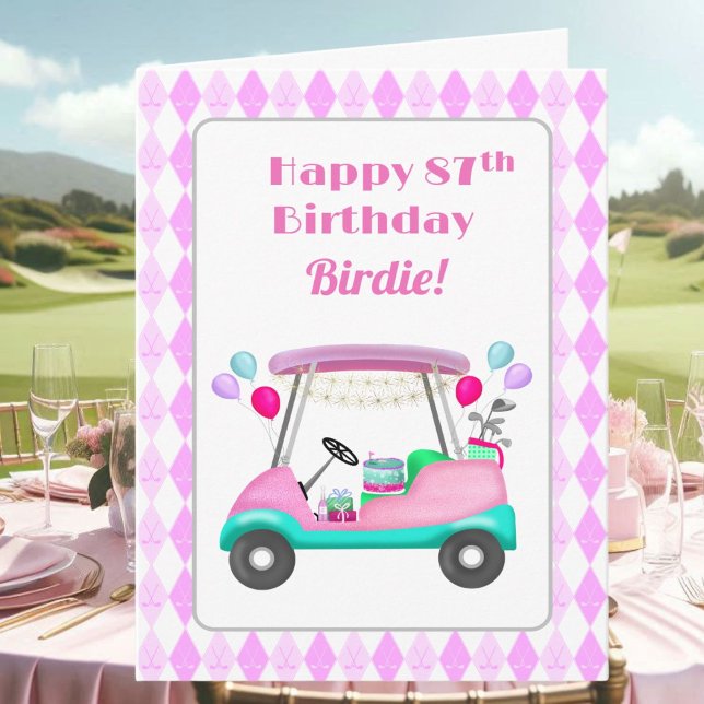 Elegant Women's Golf Party Cart 87th Birthday   Card (Creator Uploaded)
