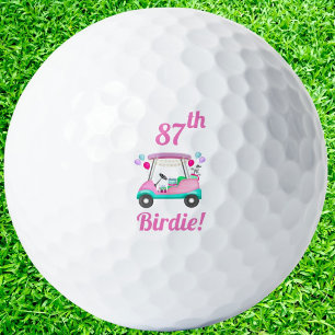 Elegant Women's Golf Party Cart 87th Birthday Name Golf Balls