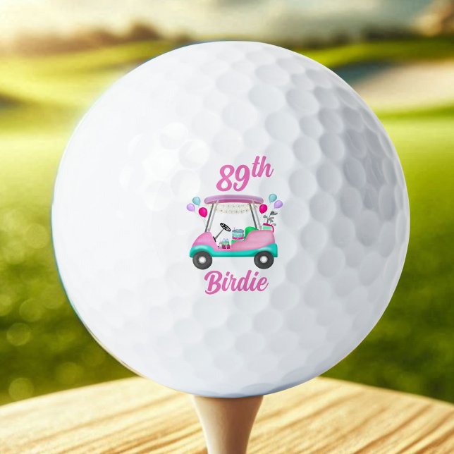 Elegant Women's Golf Party Cart 89th Birthday Name Golf Balls (Creator Uploaded)