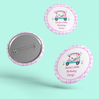 Elegant Women's Golf Party Cart Birthday  3 Cm Round Badge